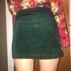 Cute forest green corduroy button up skirt